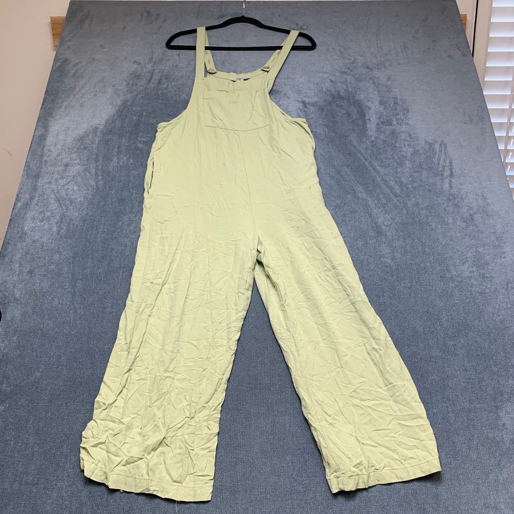 Billabong Pacific Time Jumpsuit Womens Medium Green Pocket Detail Straight Leg